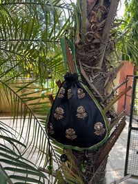 Siyah Noor handcrafted embroidered potli bag, product photograph 3