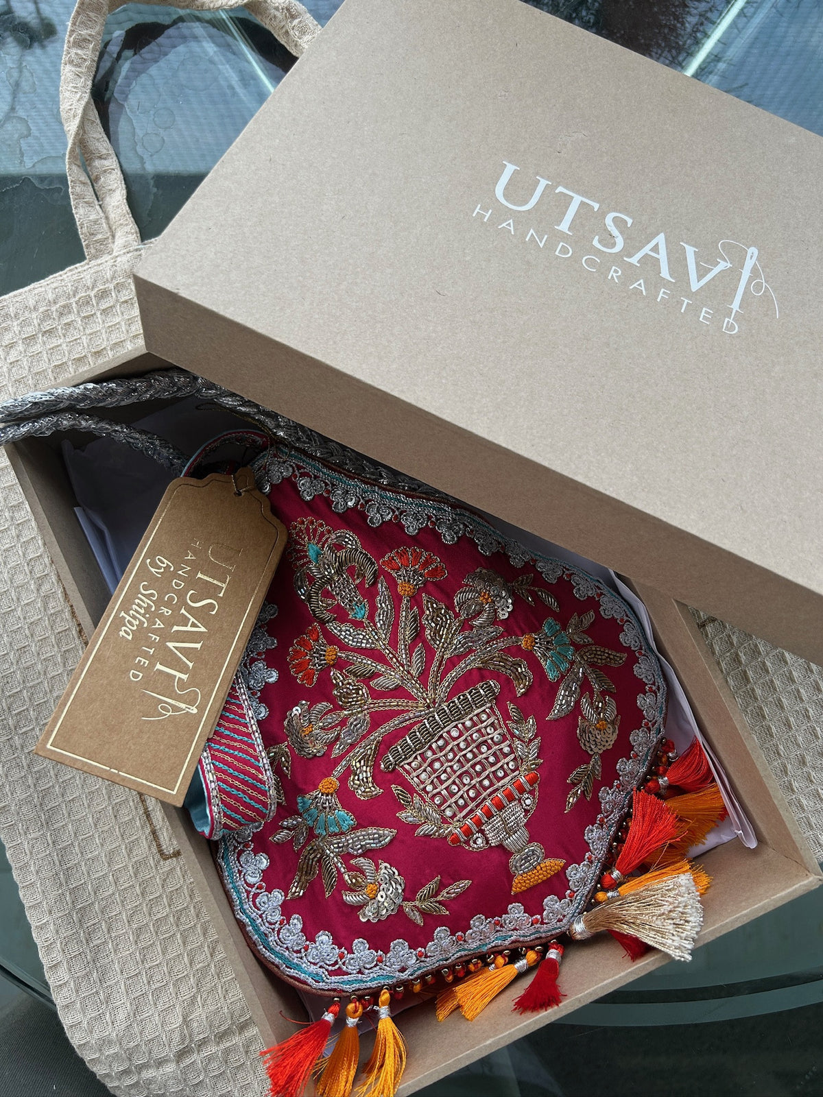 Swarna Leela handcrafted embroidered potli bag, product photograph 4