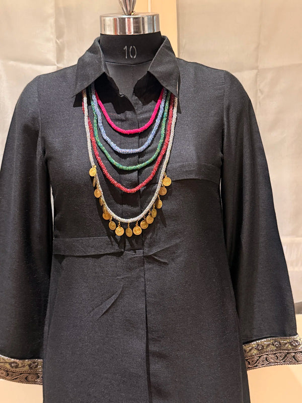 Vinyas handcrafted textile necklace alternate mannequin view | Utsavi by Shilpa