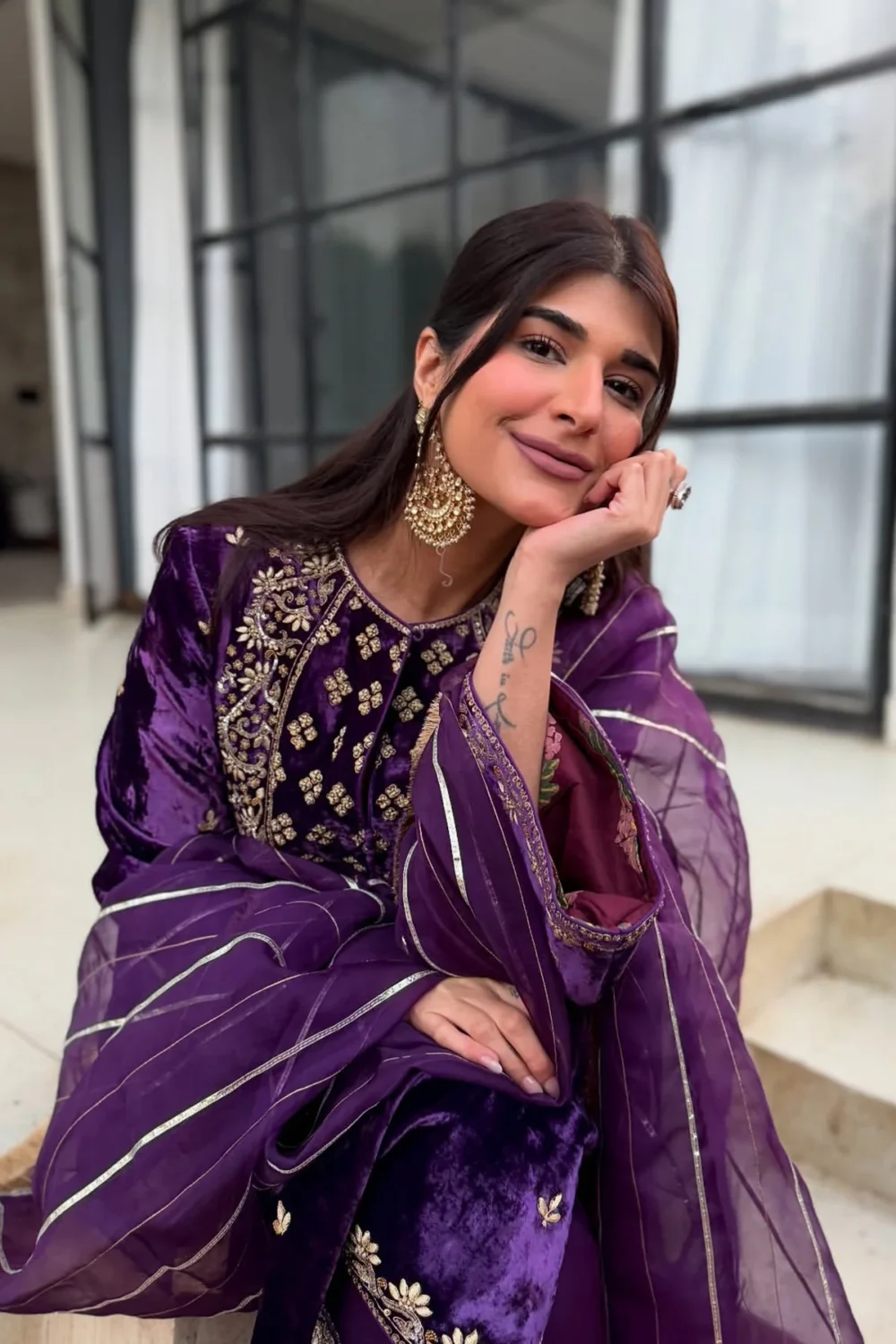 Yashika Khatri In Kasoori Purple Teal Suit Set - Image 2